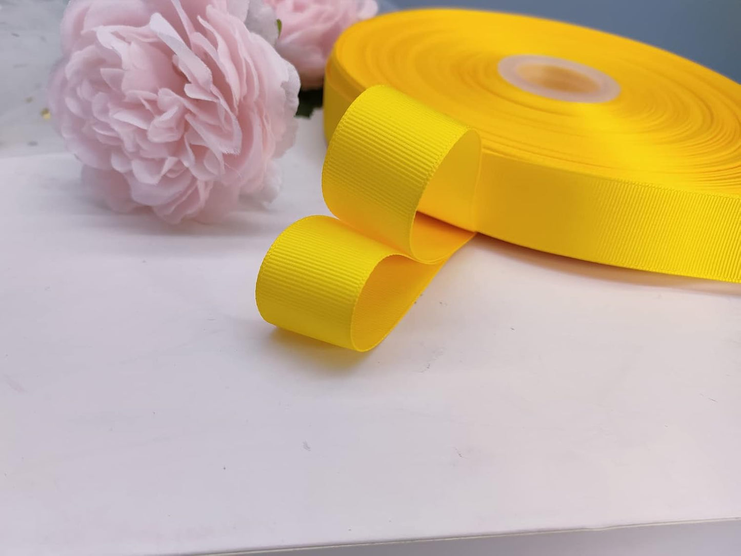 Jesep One Roll 100 Yards Soild Grosgrain Ribbon Boutique Gift Wrapping Package Ribbon, DIY Crafts Bow Hair Headband Accessories Assorted Ribbon #642 (1" 25mm, Gold)