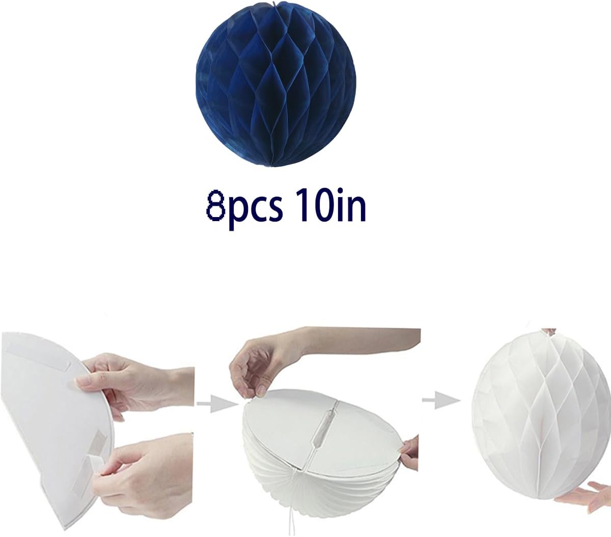 8pcs 10 inch Paper Honeycomb Balls Decorative Tissue Pom Poms Flower Art Hanging Balls for Birthday Wedding Nursery Baby Shower Home Decor (10inch, Royal Blue)