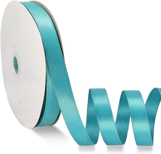 Lake Blue Satin Ribbon Double Faced Satin 1/2 inch x 55 Yards Polyester Ribbon for Gift Wrapping Crafts Wedding Decoration Bows Ornaments Party Bouquet Floral Arrangement