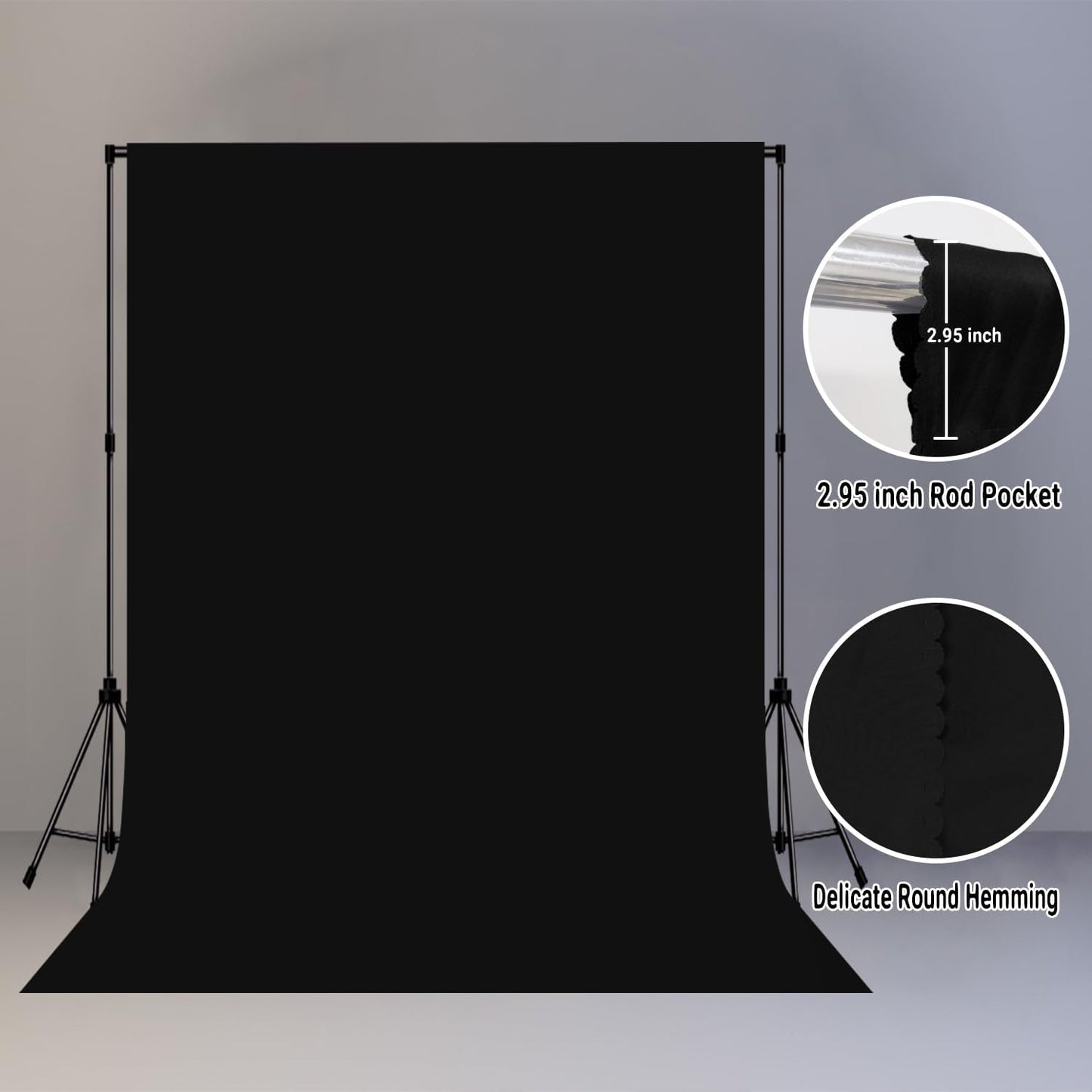 Black Screen Backdrops 5x7ft Solid Color Photo Backdrops for Photoshoot, Photography Background for Meeting Wall, Party, Videos