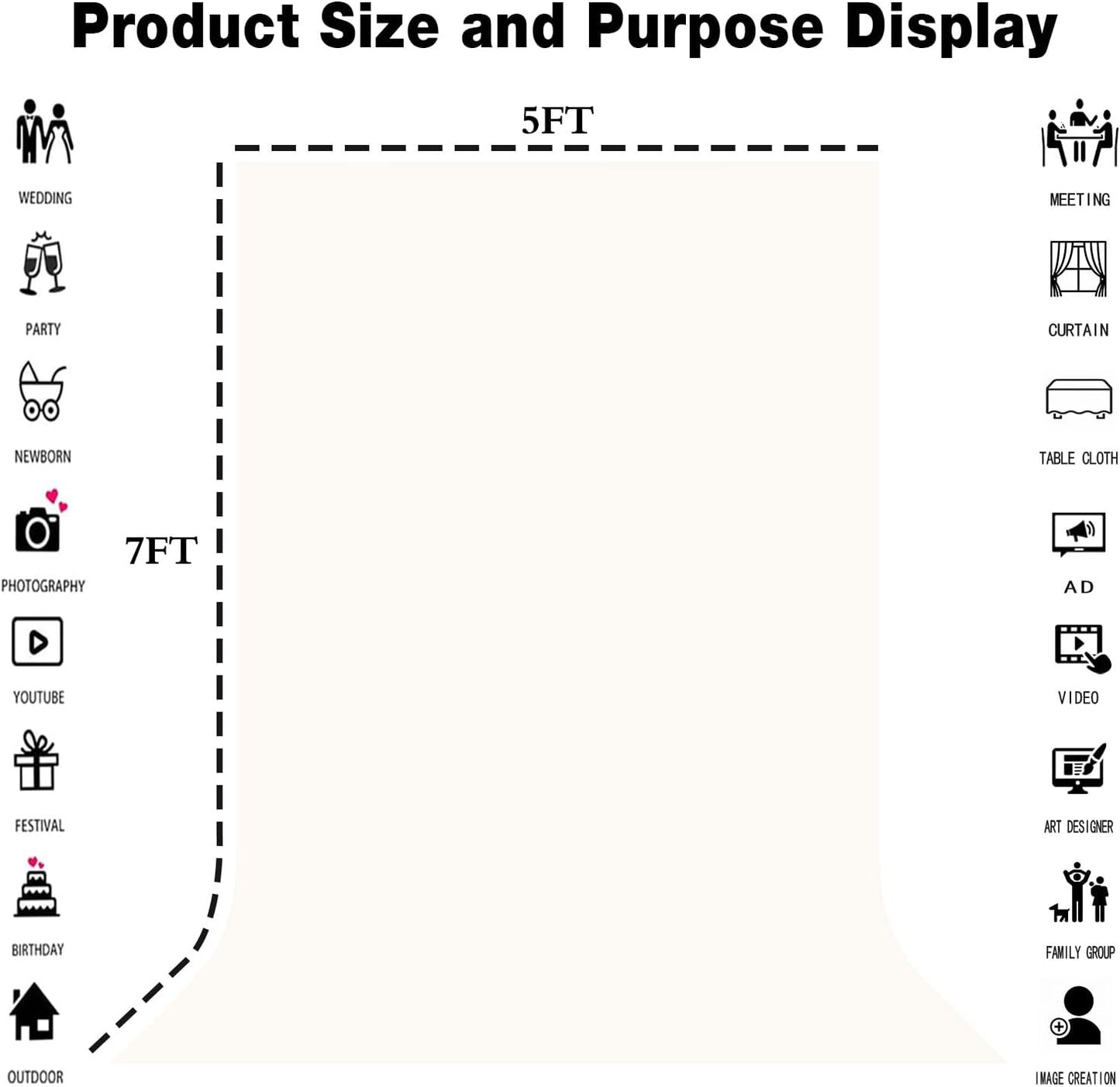 Ivory Portrait Backdrop 8x10ft Zoom Meeting Photo Studio Shooting Props