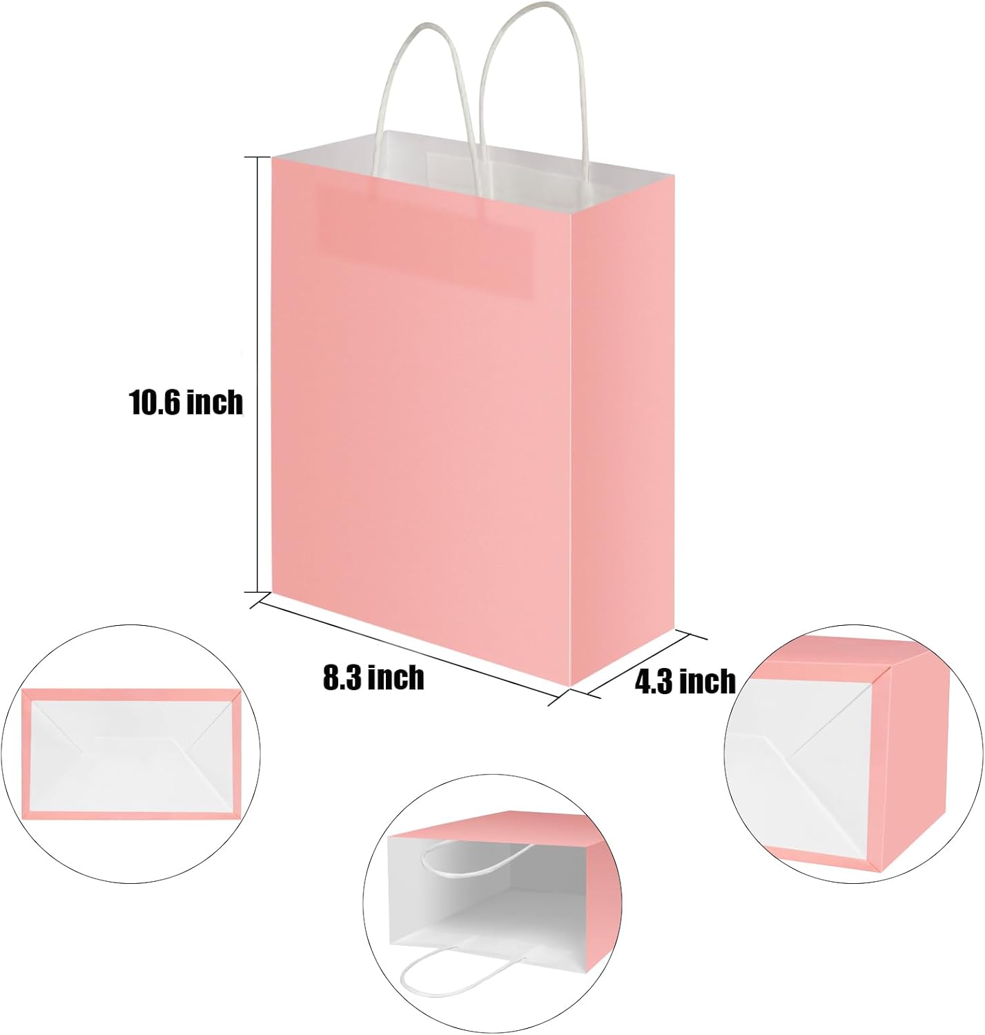 Bekoetoz 40 PCS White Kraft Paper Gift Bags With Handles 8 Colors 10.6 * 8.3 * 4.3 Inch Bulk Gift Bags For Birthdays,Weddings,Baby Showers,Party Favor,Goodie Bags(Medium,Rainbow)