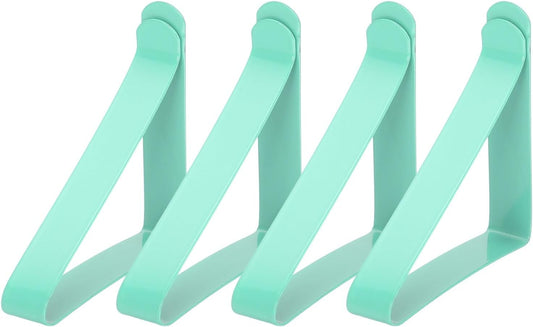 uxcell 4 Pack Tablecloth Clips, Stainless Steel Table Cloth Cover Clamps, 2.56" x 2.68" Windproof Holder Clips for Home Party Picnic Wedding Camping Dining Tables, Blue Green