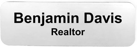 Custom Laser Engraved Name Tag Badges for Business or Employees Position Identification - Personalized Text for Your Name Plate or ID Tags, 1 x 3 inches, Made in CA, USA (Silver, 1 x 3 inches)