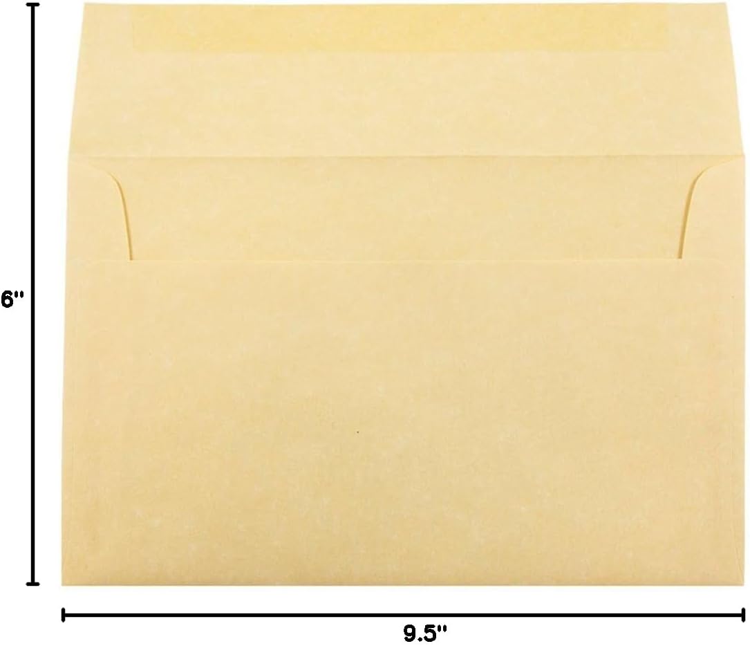 JAM PAPER A10 Parchment Invitation Envelopes - 6 x 9 1/2 - Antique Gold Recycled - 50/Pack