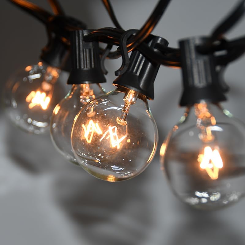 SUNSGNE 100Ft Patio String Lights Waterproof G40 Outdoor String Lights with 105 Clear Edison Bulbs, Globe Bulb Lights for Indoor Outdoor Commercial Decor, E12 Base, Black Wire