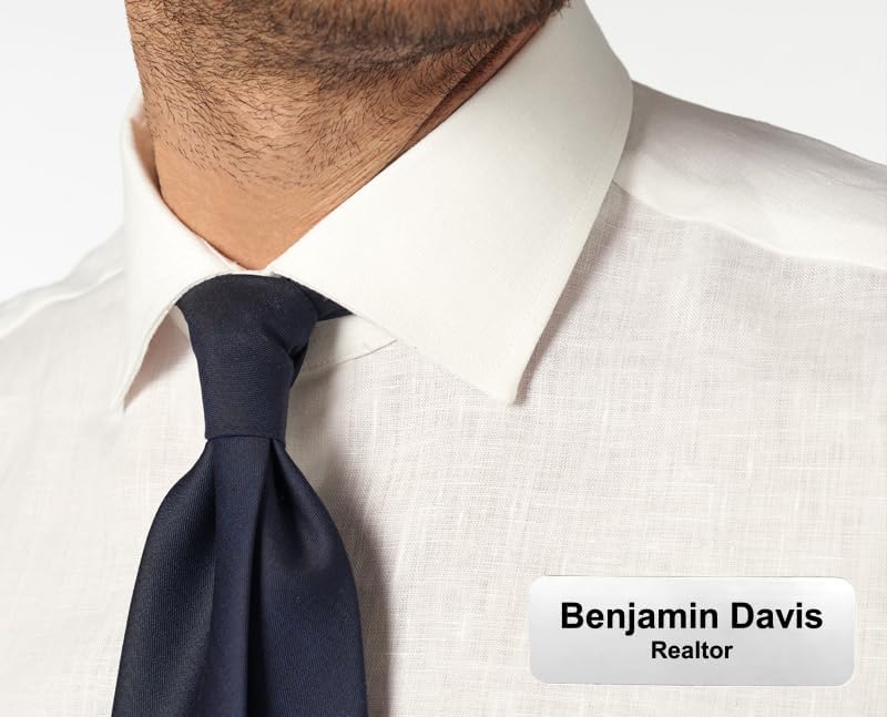 Custom Laser Engraved Name Tag Badges for Business or Employees Position Identification - Personalized Text for Your Name Plate or ID Tags, 1 x 3 inches, Made in CA, USA (Silver, 1 x 3 inches)