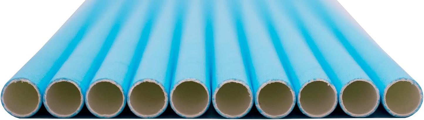 Pack of 300 Pastel Blue Biodegradable 4-Ply Paper Drinking Straws (Compostable, Non-toxic, BPA-free)