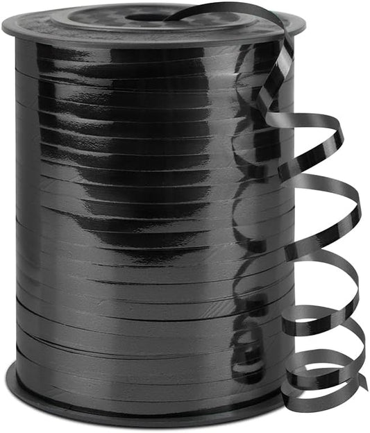 Black Curling Ribbon, 1/5" Wide x 500 Yards Christmas Curling Ribbons for Gift Wrapping, Party Decoration, Balloon String, Hair, Ribbons for Florist Flower (1 Roll)
