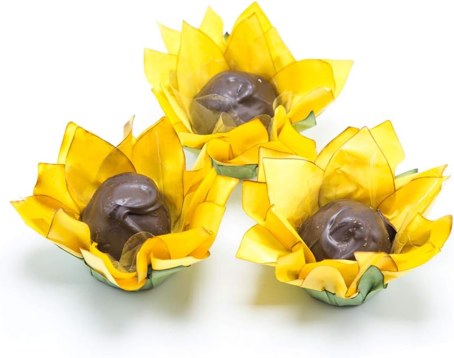 Handmade Paper Truffle Cups | Truffle Liners | Truffle Wrappers | Fominhas | Candy cups for chocolate | Forminhas de Brigadeiro | Candy liners - Pack of 20 - Truffilio (Paper, Sunflower)