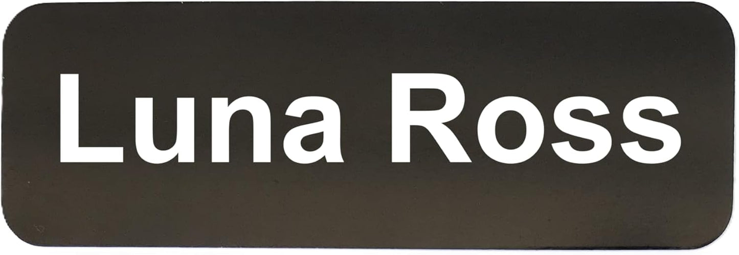 Custom Laser Engraved Name Tag Badges for Business or Employees Position Identification - Personalized Text for Your Name Plate or ID Tags, 1 x 3 inches, Made in CA, USA (Black, 1 x 3 inches)