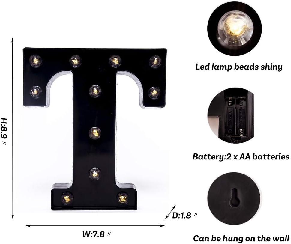 Foaky Black LED Marquee Number Lights Sign Light Up Marquee Number Lights Sign for Night Light Wedding Birthday Party Battery Powered Christmas Lamp Home Bar Decoration