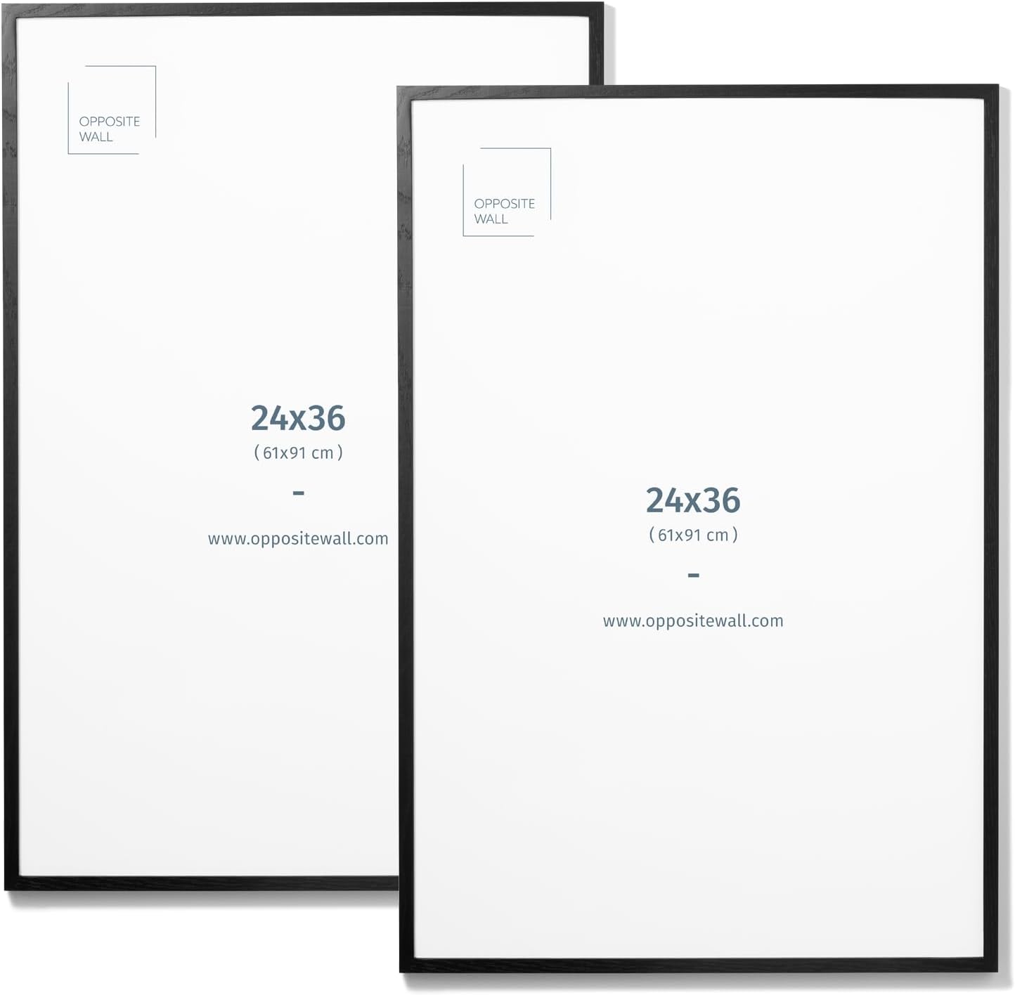 Opposite Wall - 24x36 in - Black Solid Oak Wood Picture Frame - Lightweight, Versatile & Shatterproof - Large Wall Hanging Photo or Poster Frame - Wall Decor for Office, Gallery & Home - 2 Pack