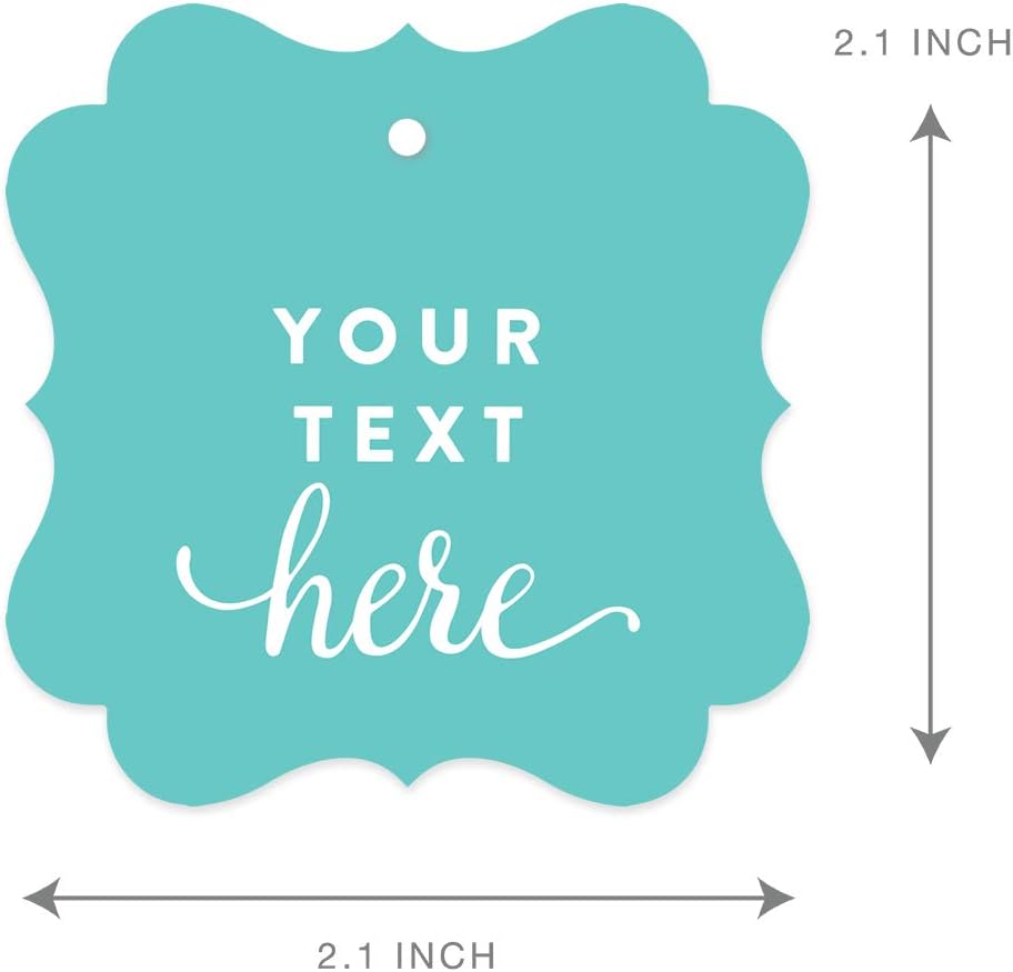 Andaz Press Fully Personalized Collection, Fancy Frame Square Gift Tags, Custom Made Any Name, Your Text Here, 24-Pack, for Presents, Gifts, Favors, Boxes, and Treat Bags