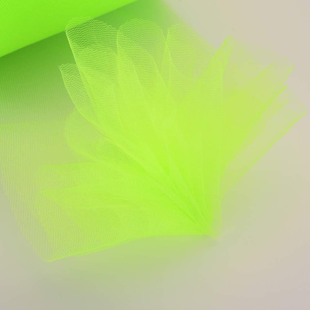 Tulle Fabric Roll, 6” by 200 Yards (600FT) Tulle Organza Fabric Spool for DIY Tutu Skirt Baby Shower Decor Wedding Backdrop Crafts Birthday Party Supplies (Fluorescent Green)