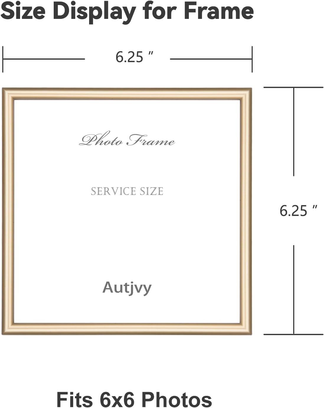 6x6 Picture Frame Set of 2, Brass Modern Thin Aluminum Metal Square Photo Frame with HD Glass, Display for Tabletop and Wall, 2 Pack