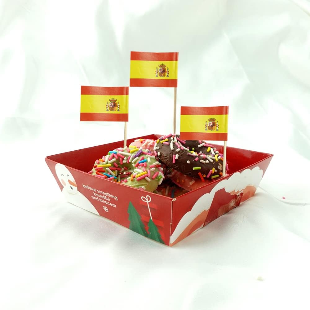 Spain Flag Spanish Flag, Small Mini Spain Toothpick Flags for Food, Cupcakes, Cocktails, Appetizers, Bar Party Decorations