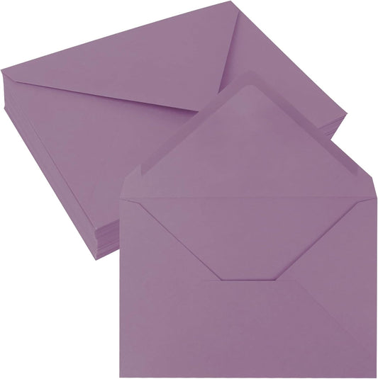 50 Pack 5x7 Envelopes Letter Size, Purple A7 Envelopes Self Seal for Wedding Invitation, Envelope 5.4x7.6 for Greeting Cards, Photos, Baby Shower, Graduation, Thank You Cards, Announcements