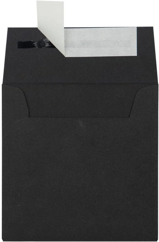 LUXPaper Square Invitation Envelopes | Peel & Press | 3 1/4" x 3 1/4" | Midnight Black | 80lb. Text | 50 Qty