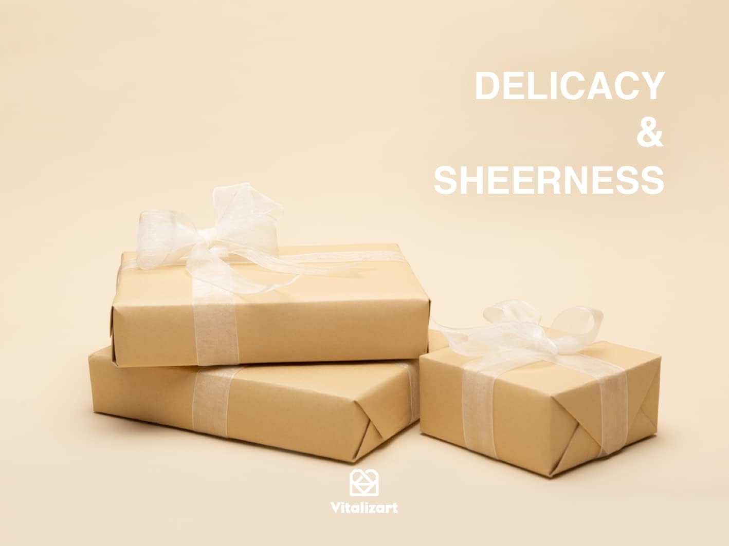 Vitalizart Ivory Cream Ribbon Organza Sheer Ribbon 1 inch x 30Yd Handmade Fabric Ribbons for Gift Wrapping Christmas Tree Crafts Bows Wedding Invitations Wreaths Wrap