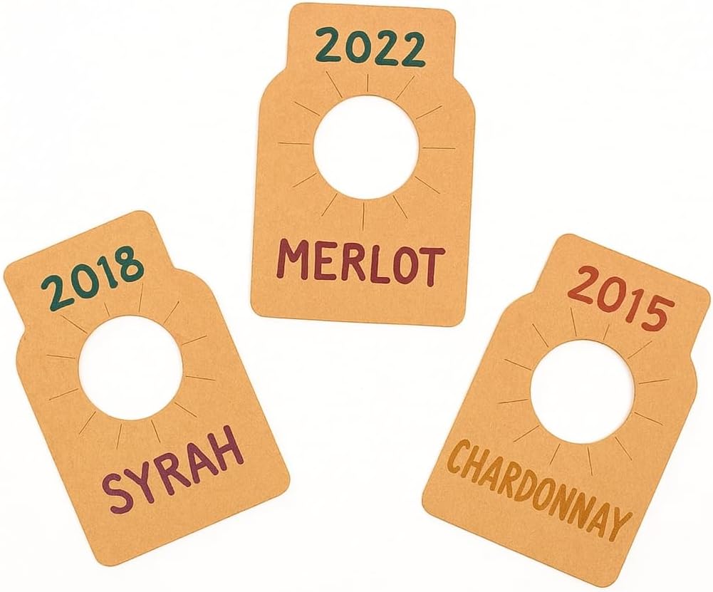 100 PCS Wine Bottle Tags –Paper Hanging Cellar Labels for Bottle Neck, Double-Sided Writable Gift Tags for Wine Racks, Champagne & Homebrew Organization (Kraft,)