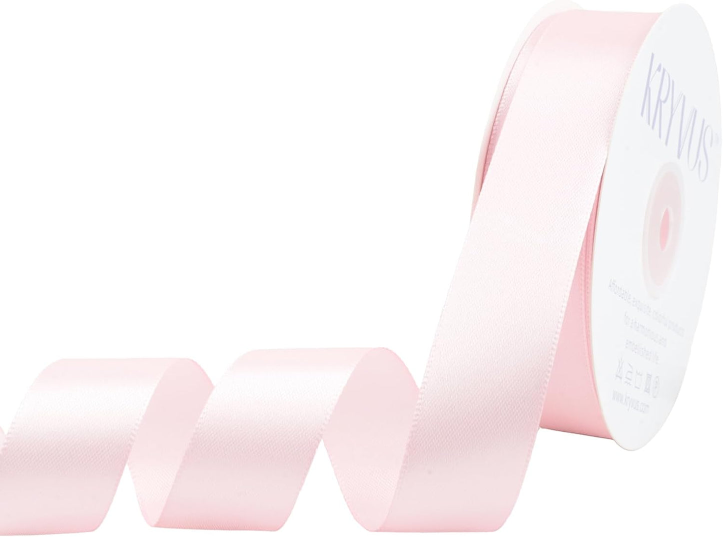 Baby Pink Satin Ribbon 1 inch X Continuous 50 Yards, Single Face Polyester Ribbon Perfect for Gift Wrapping, Flower Bouquet, Wedding Decor, Crafts, Bow Making, Sewing and More