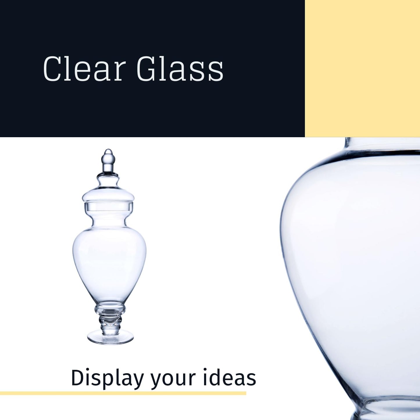 Diamond Star Large Clear Glass Apothecary Jars, Gourd Shape Candy Buffet Display, Elegant Storage Jar, Decorative Wedding Candy Organizer Canisters (Height: 15" Body: 6.7")