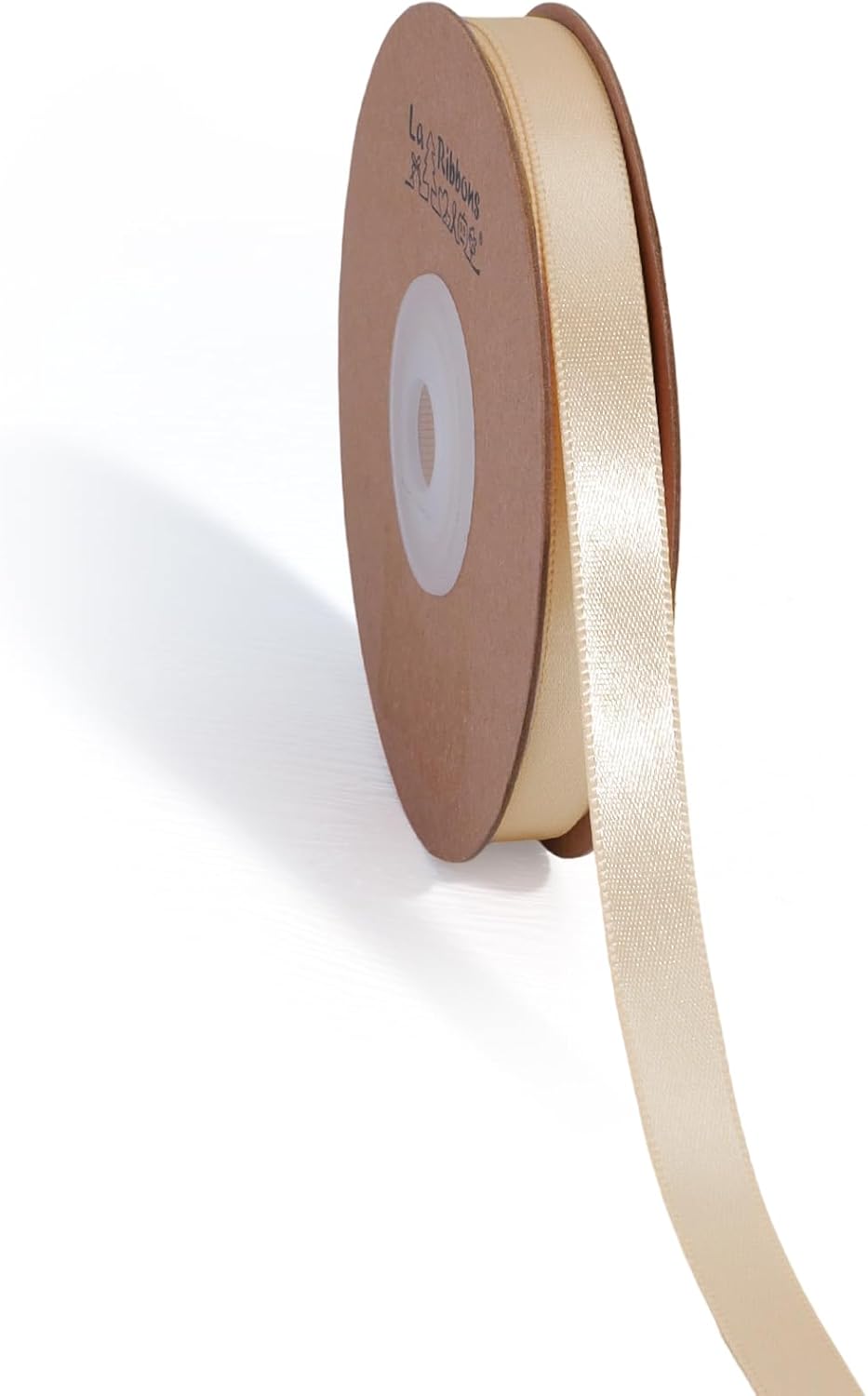 LaRibbons Nude Satin Ribbon 3/8 Inch 25 Yards Luxury Double Faced Silk Ribbon for Flower Bouquet Crafts Gift Wrapping Wedding Party Decoration