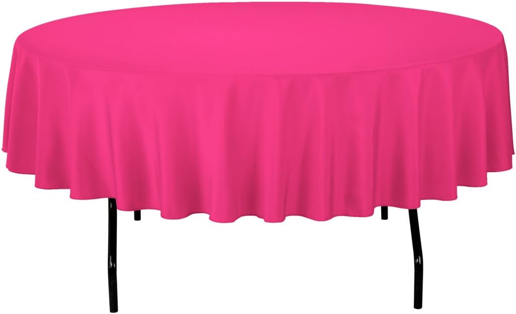 LinenTablecloth 90-Inch Round Polyester Tablecloth Fuchsia