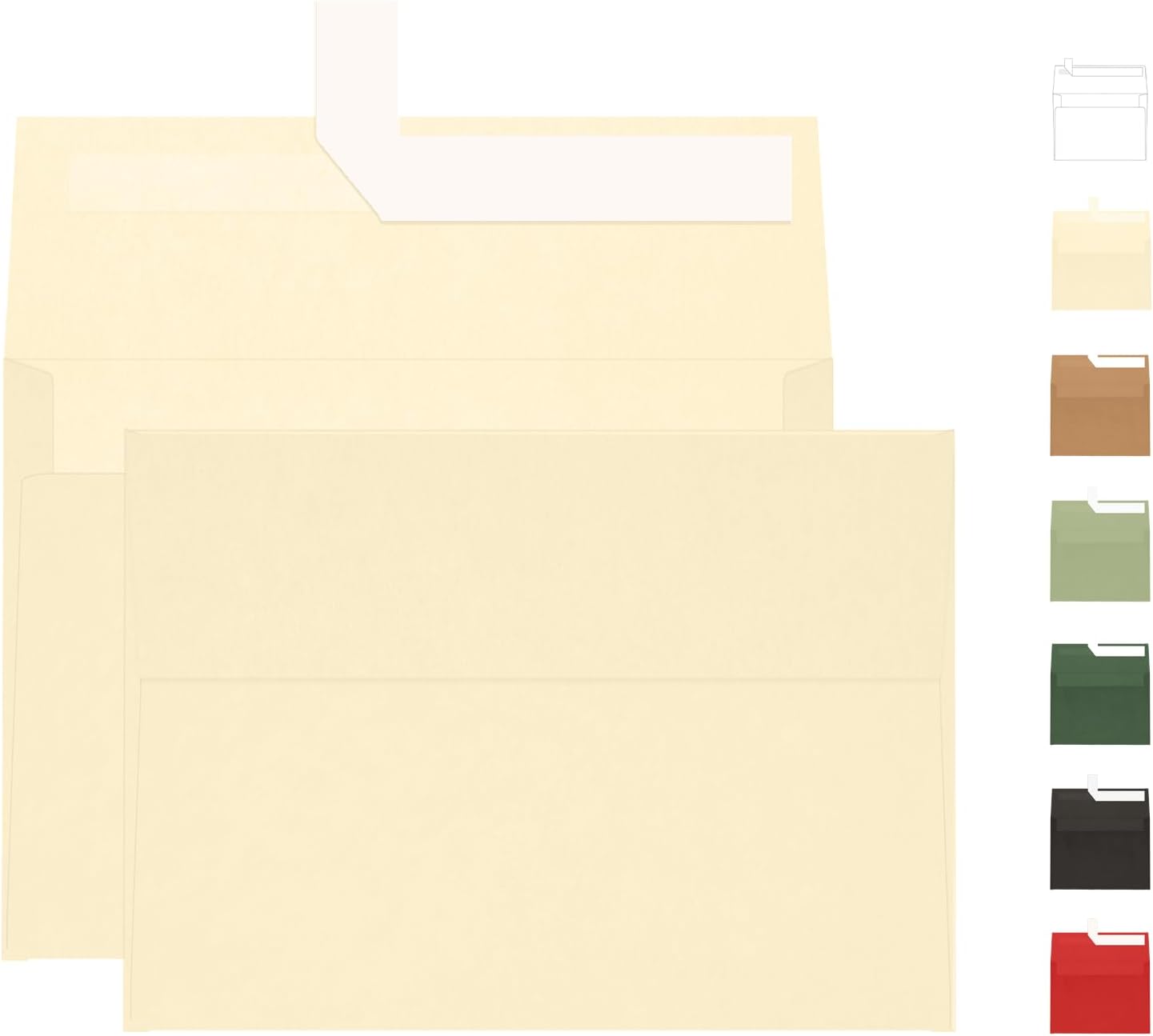 A7 Ivory Envelopes 100 Pack, Goefun 5x7 Self Seal Cream Envelopes for Invitation, 5x7 Cards, Wedding, Graduation, Mailing, 5.25 x 7.25 in, 120GSM