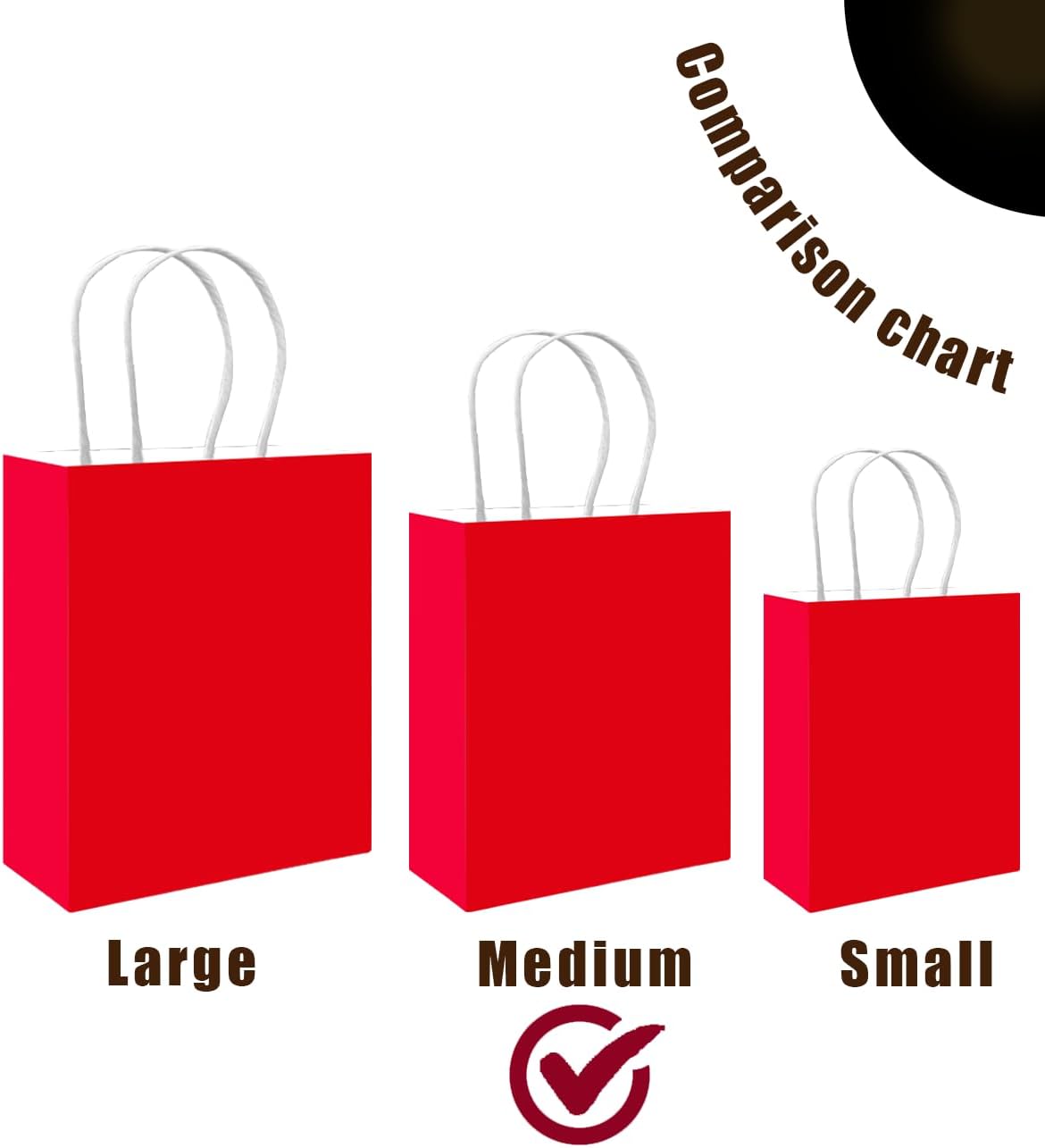 qiqee 50-Packs Red Paper Gift Bags with Handles Bulk 11"x8.3"x4.3" Medium Size Paper Bags Multiple Uses