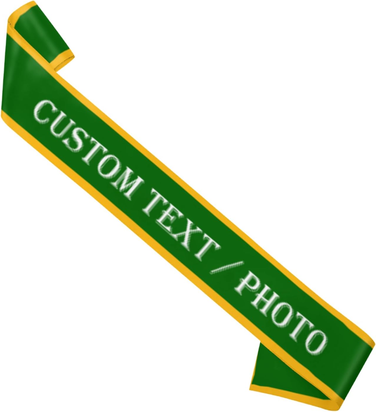 Custom Sash,Personalized Birthday Sash with Text Photo,Customized Bachelorette Sash Quote Sash Bride to Be Sash Color Optional (With decorative edge, Green)
