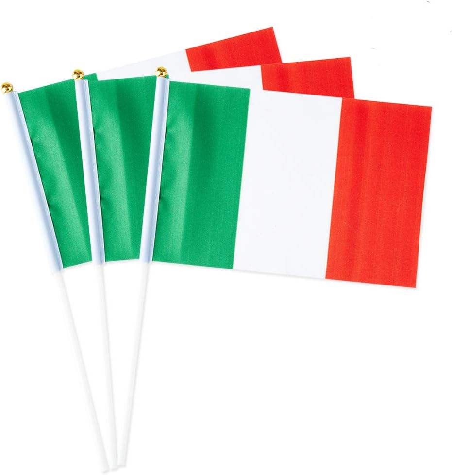 Italy Flag Italian Flag, Small Mini Handheld Italy Flags on Stick, Ideal for Party Parades Sports Events Patriotic Festival Decorations