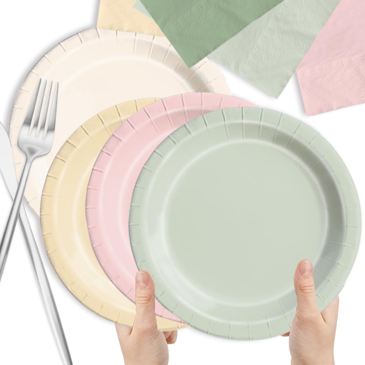 CMUSKO Pink and Green Birthday Decorations-60Pcs Dusty Pink Sage Green Plates & Napkins Kit for Baby Shower, Bridal Shower, Wedding