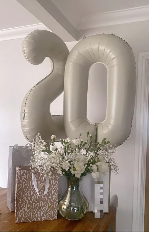 Cream White 40 Inch 0 Number Balloons, 0 Decorations for 10 20 30 40 50 60 70 80 90 100Birthday, Foil Giant Birthday Graduations Anniversary Party Balloons