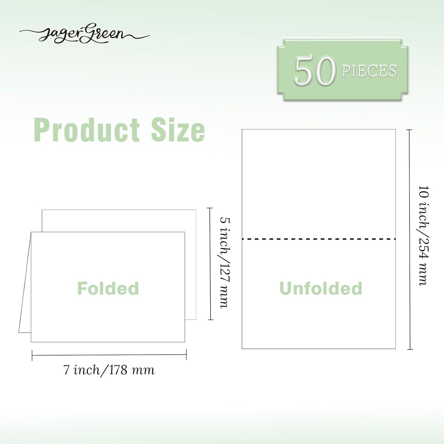 50 Pack 5x7 Blank Cardstock Paper, White Card Stock Bulk, Thick Folded Heavy Cardstock for Thank You Cards, Greeting Cards, Wedding Invitation, Envelopes, DIY Craft Card Making Supplies