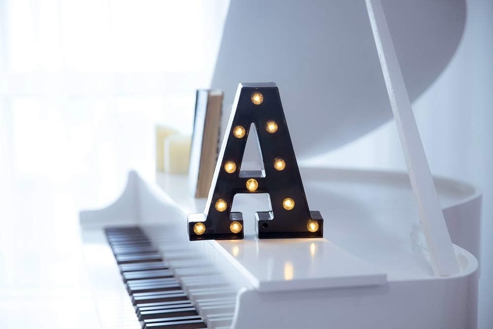Foaky Black Light Up Letters,Black and Gold Party Decorations, Black Bedroom Decor for Night Light Wedding Birthday Party Home Bar Decoration
