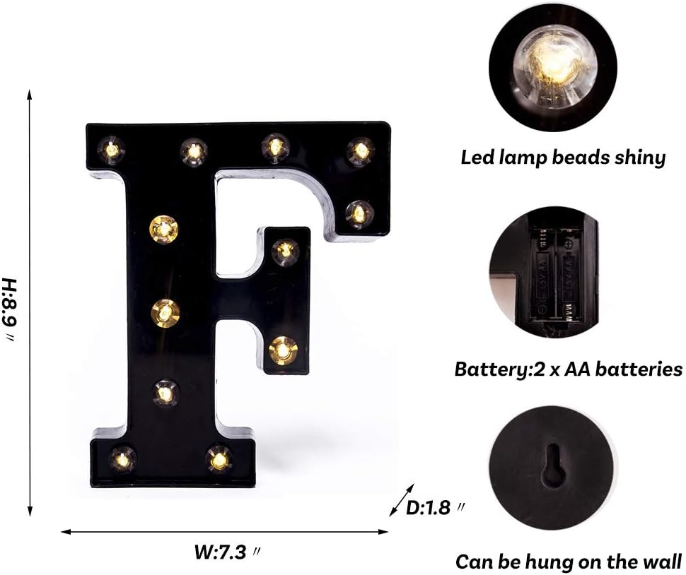 Foaky Black LED Marquee Number Lights Sign Light Up Marquee Number Lights Sign for Night Light Wedding Birthday Party Battery Powered Christmas Lamp Home Bar Decoration