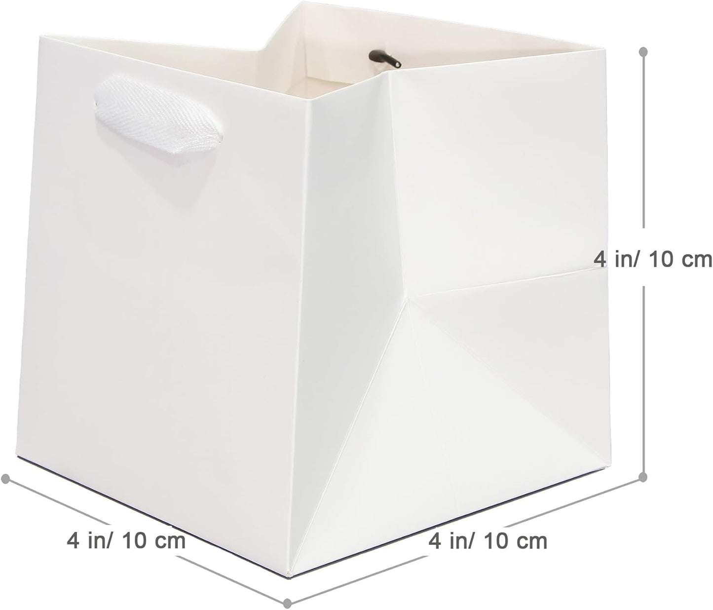 White Paper Gift Bag 4 x 4 Gift Box Small Square Bottom Paper Bags with Handles for Wedding Baby Shower Birthday Party (White, 4 x 4 x 4 in, 10 CT)