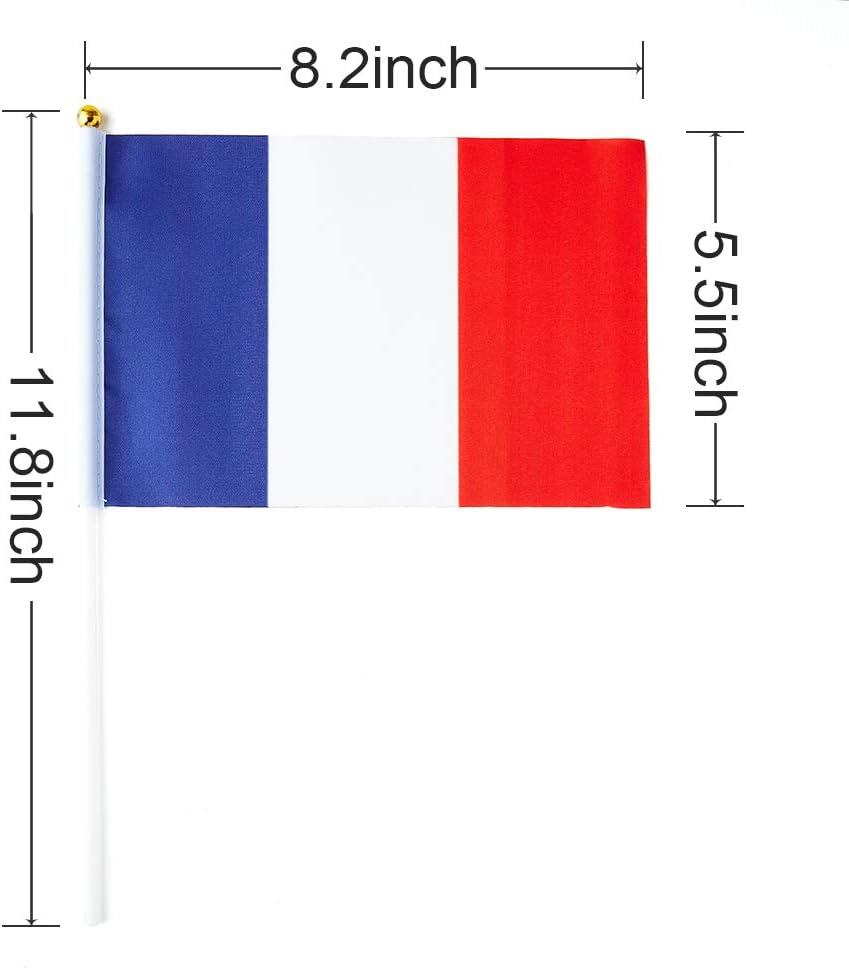 France Flag French Flag, Small Mini Handheld France Flags on Stick, Ideal for Party Parades Sports Events Patriotic Festival Decorations