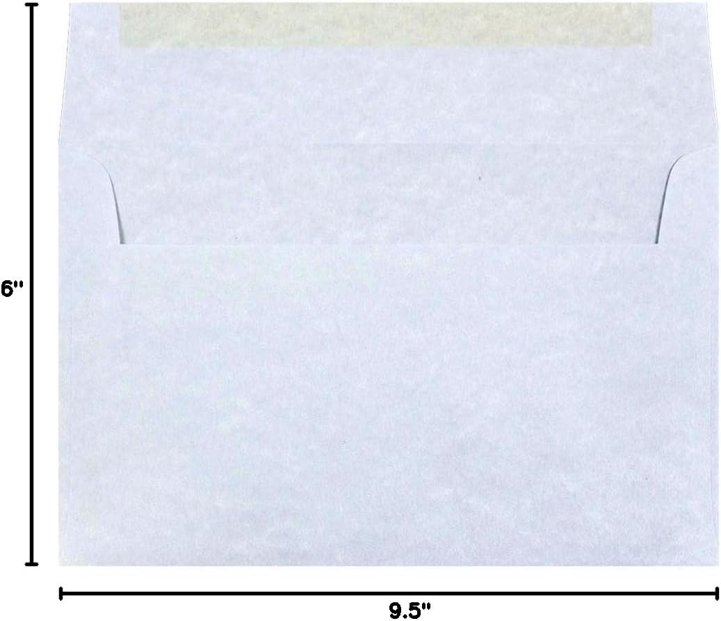 JAM PAPER A10 Parchment Invitation Envelopes - 6 x 9 1/2 - Blue Recycled - 50/Pack