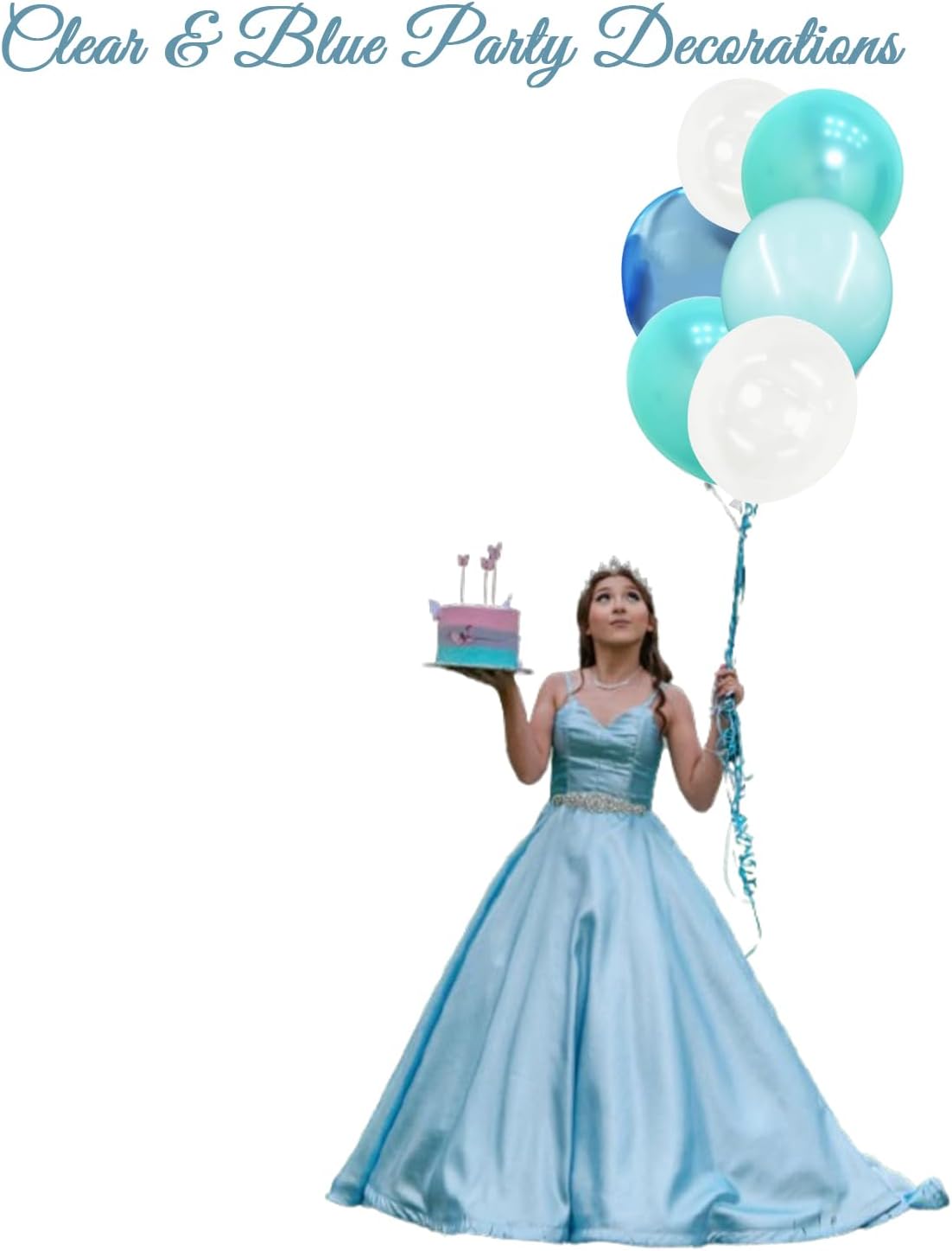 Under the Sea Party Decorations Teal Turquoise Blue Clear Balloons Assorted Colors Kit for Ocean Beach Pool Mermaid Fish Shark Theme Birthday& Classroom Decor-40Pcs Pearl Metallic Blue,Bubble Balloon