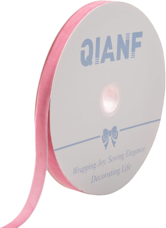 Vintage Peach Pink Velvet Ribbon Christmas Ribbon for Gift Wrapping Crafts Christmas Tree Ornaments Garland Decorations, 5/8 Inch X 25Yd