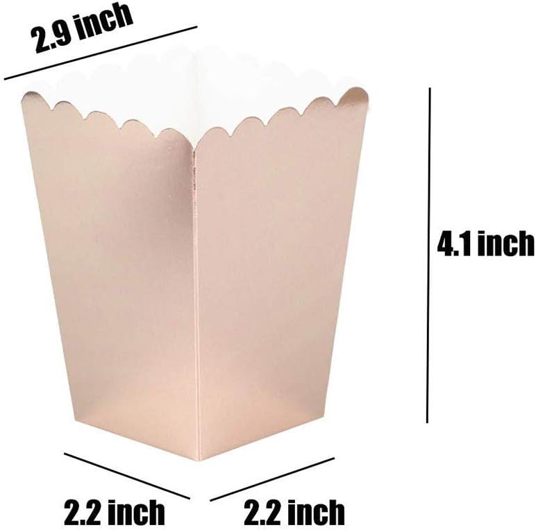 Rose Gold Popcorn Boxes Mini Paper Popcorn Box Cardboard Popcorn Container for Party, Pack of 24