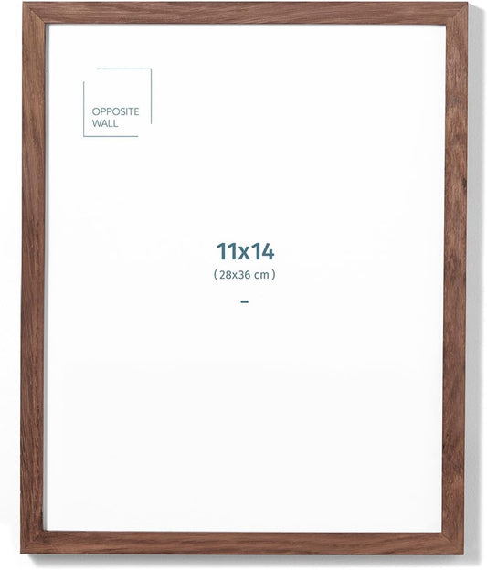 Opposite Wall - 11x14 in - Dark Solid Oak Wood Picture Frame - Lightweight, Versatile & Shatterproof - Wall Hanging Poster or Photo Frame - Wall Decor for Office, Gallery & Home