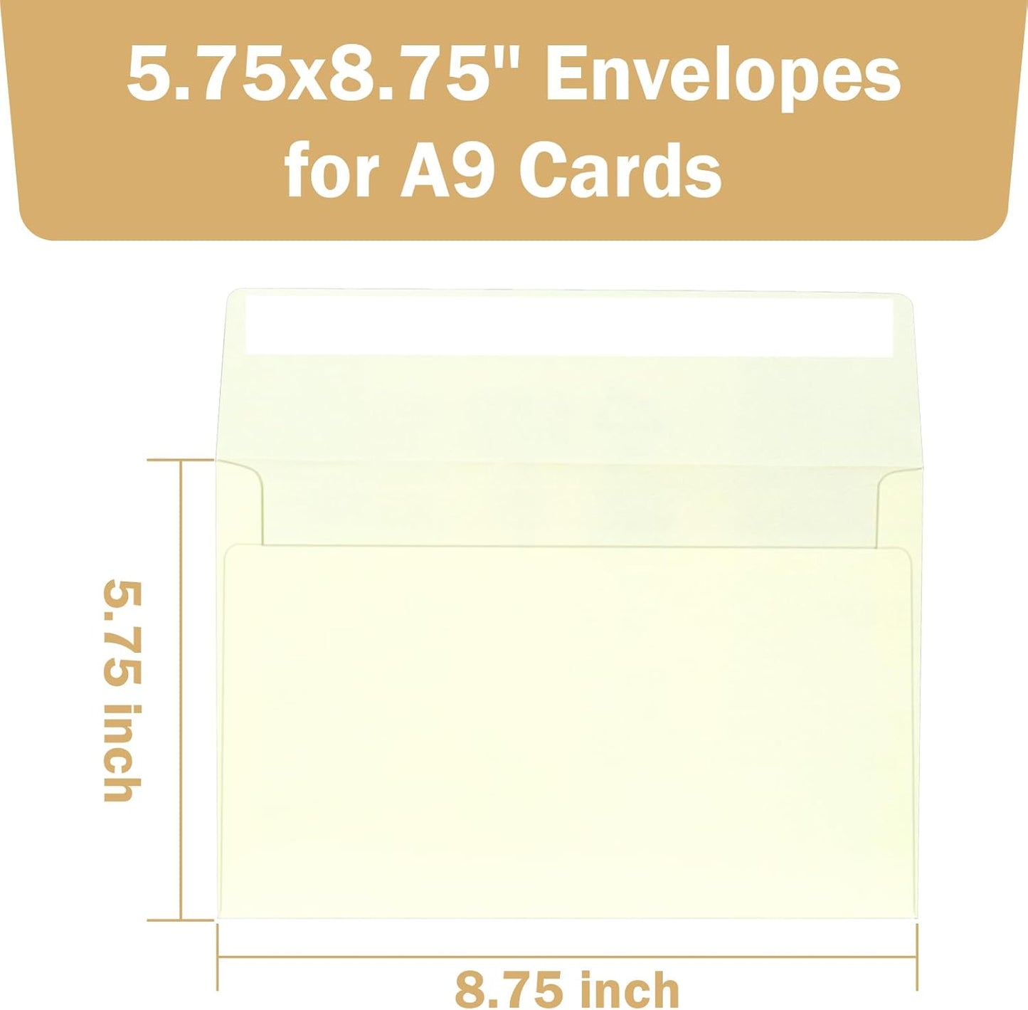 A9 Envelopes Ivory 5.75x8.75 Invitation Envelopes Self Seal Pack of 50 Blank Envelopes for Cards Ivory
