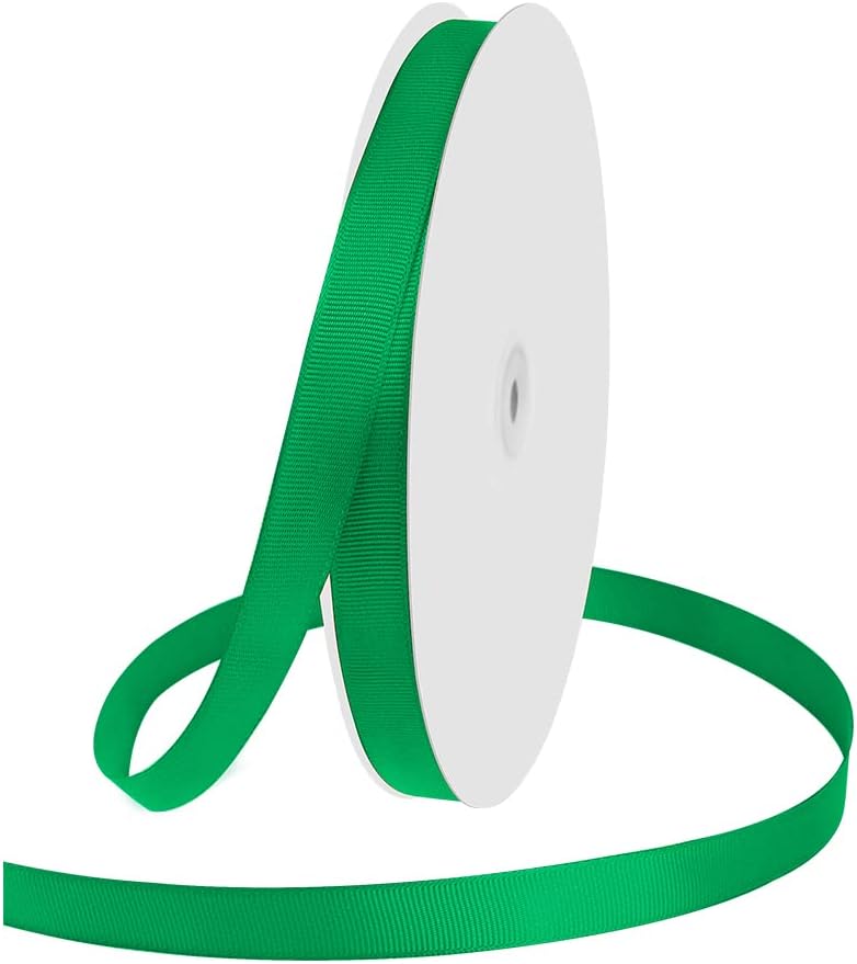 5/8" X 100 Yards Green Grosgrain Ribbon, Premium Grosgrain Ribbon for Sewing, Gift Wrapping, Bow Making, Wedding Decor, Wrapping and More (Green)