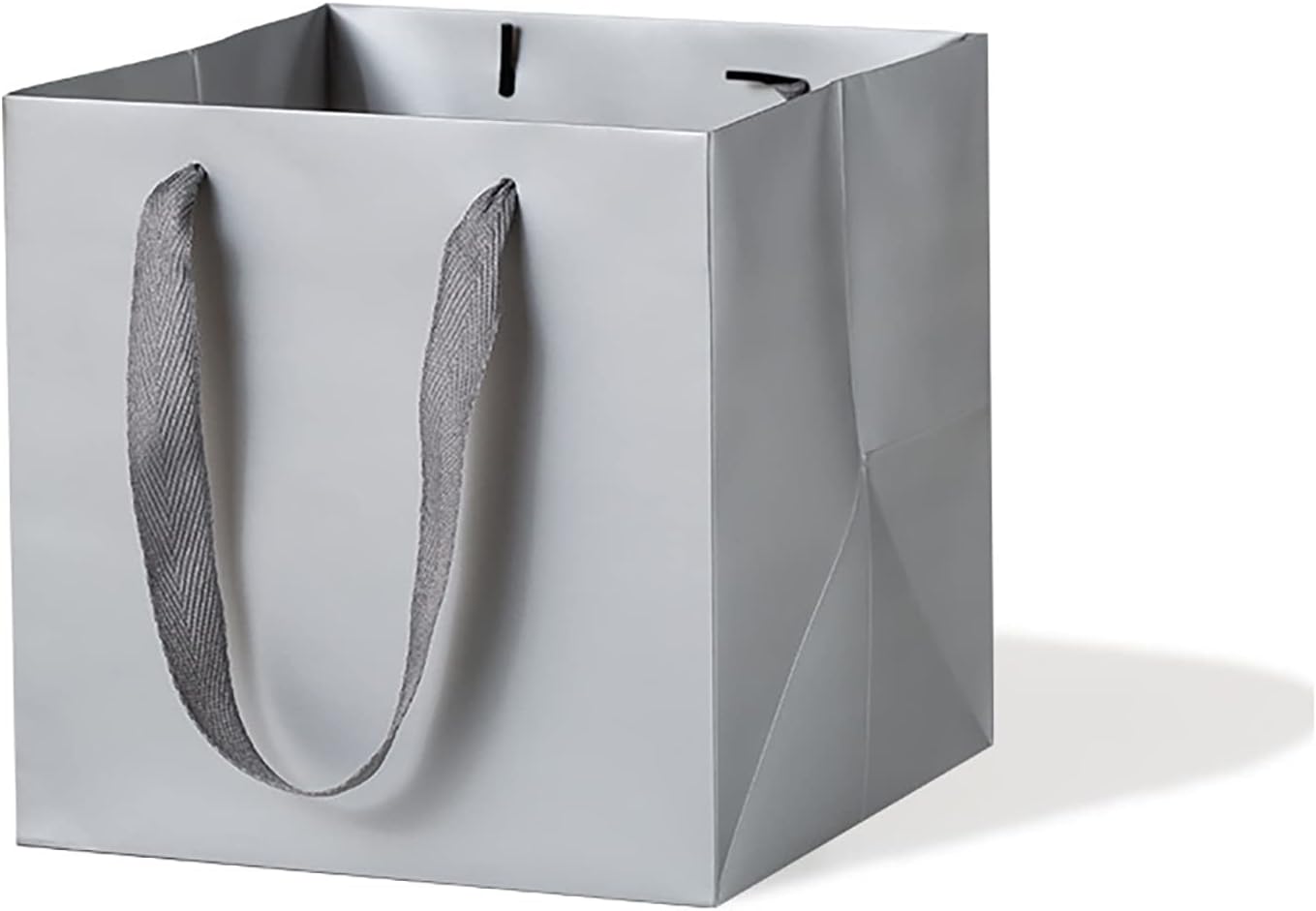 Silver Paper Gift Bags Small Square Bottom Kraft Cardboard Paper Bag With Handles for Baby Shower, Wedding, Birtyday Party (Silver Grey, 6 x 6 x 6 in, 10 Pcs)