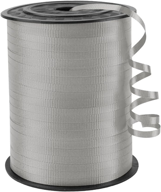 KMER LIFE Silvery Crimped Curling Ribbon, 1/5" Wide x 500 Yards Christmas Curling Ribbons for Gift Wrapping, Party Decoration, Balloon String, Crafting, Balloon Ribbons for Florist Flower (1 Roll)