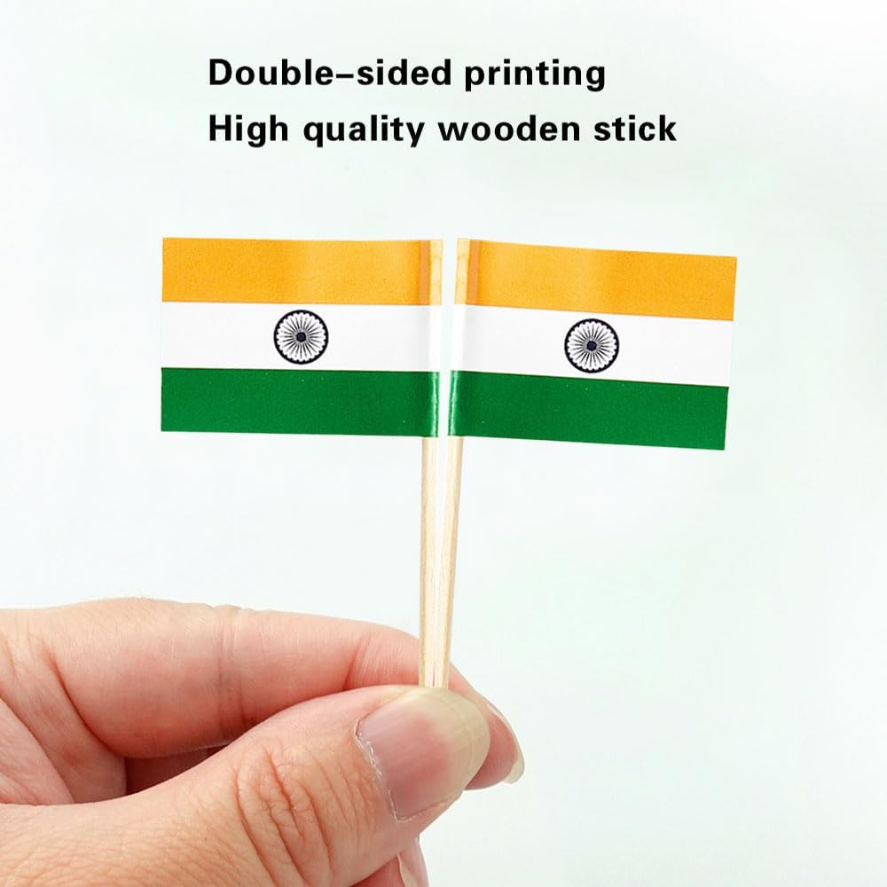 mflagperft India Flag Indian Flag, Small Mini India Toothpick Flags for Food, Cupcakes, Cocktails, Appetizers, Bar Party Decorations